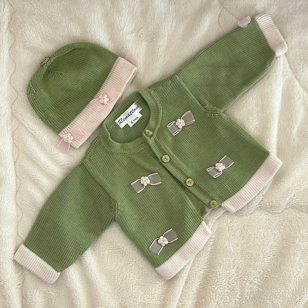 Italian Cute baby 2 piece matching set sweater and hat